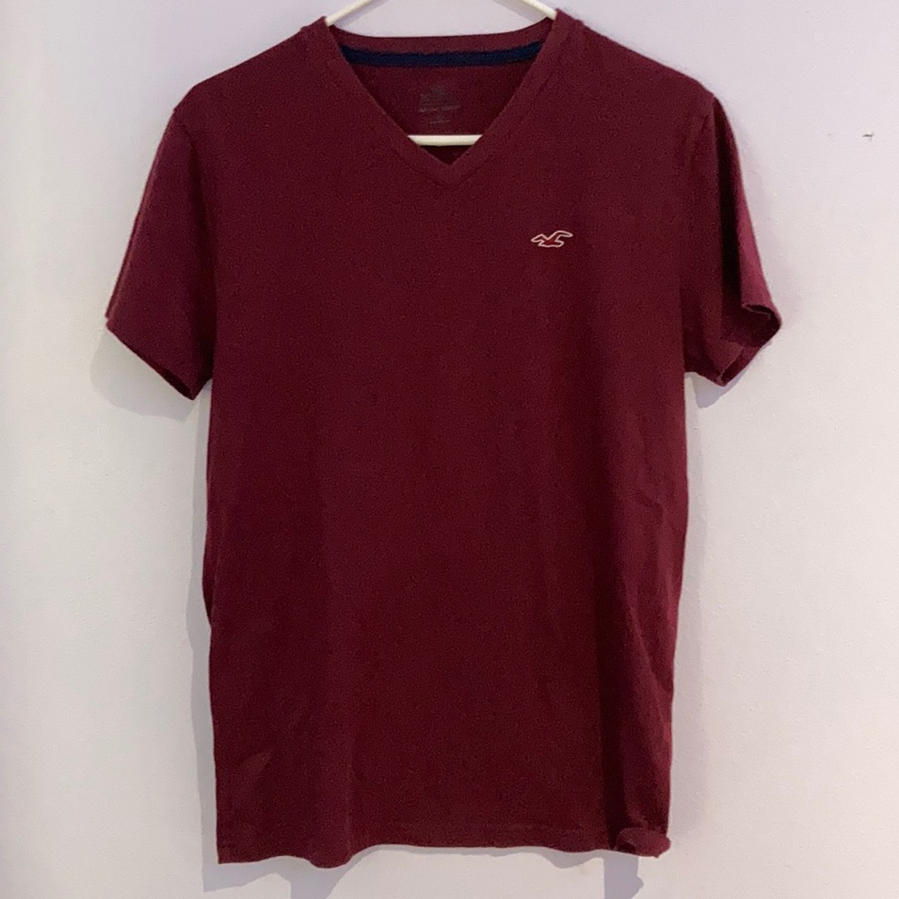 burgundy v neck